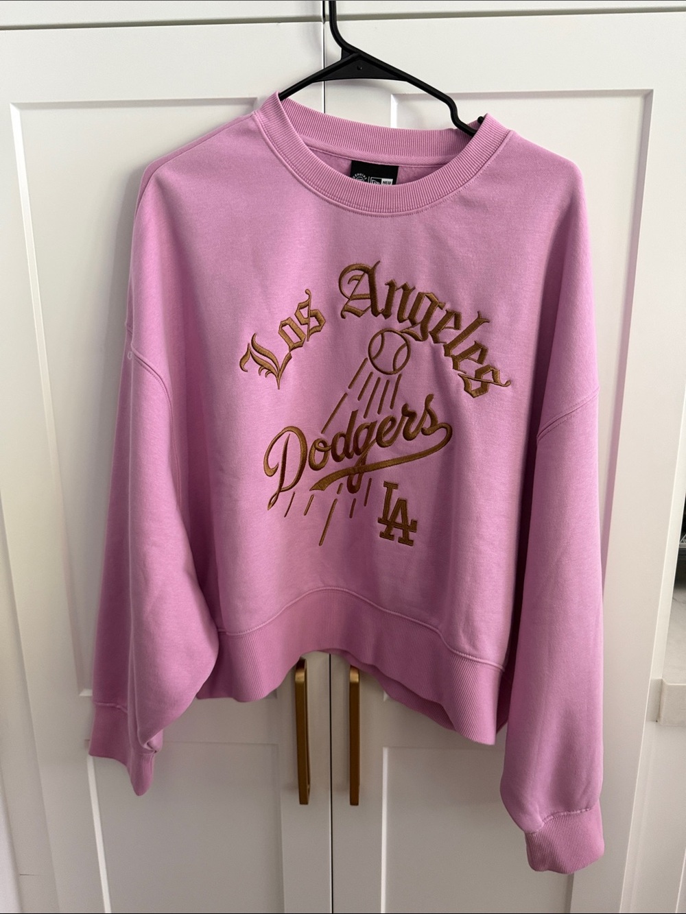 New Era Pink Los Angeles Dodgers Pullover with Gold Logo